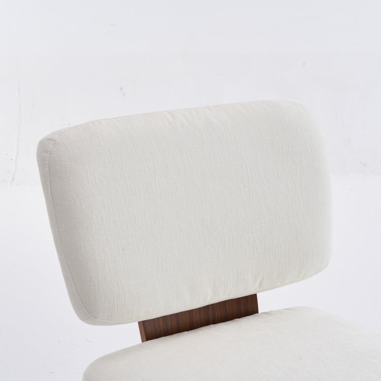 Linen Upholstered Armless Dining Chair With Casters,Ivory
