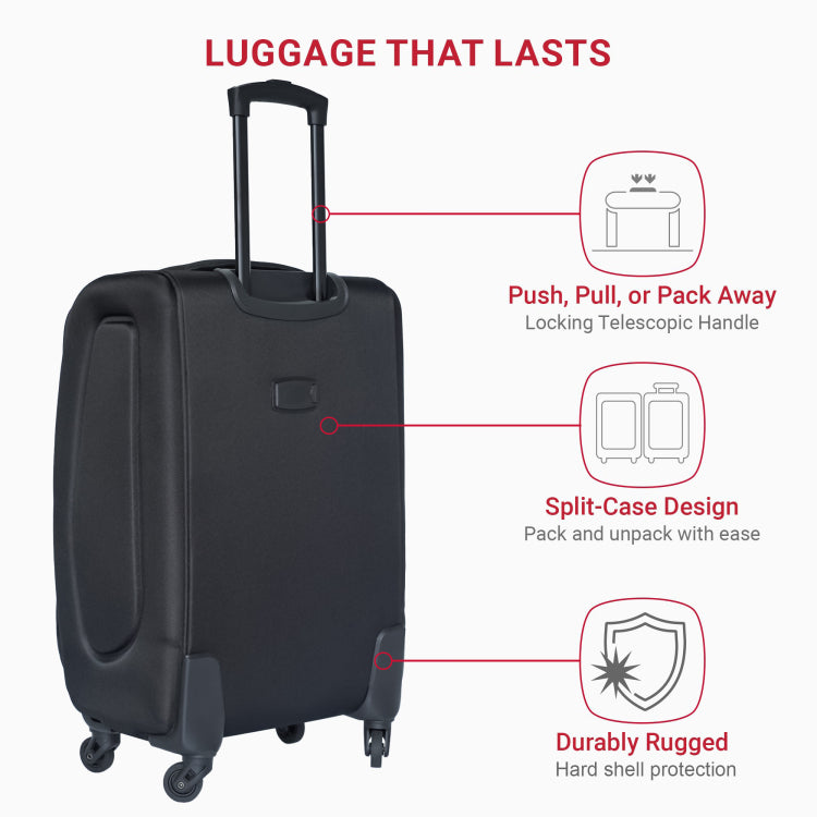 20 24 Two Piece Suitcase Suitcase Set Oxford Trolley Case Without Password Lock Universal Wheel Black