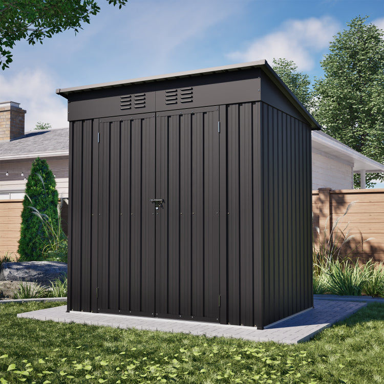 6 X 4 Ft Outdoor Storage Shed, All Weather Tool Shed For Garden, Backyard, Lawn, Black