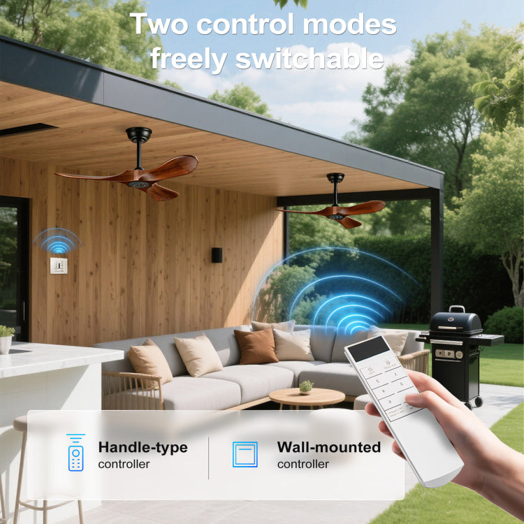 36 Inch Small Wood Without Light With Wall Switch And Remote Control,6 Speed,3 Blades Walnut Outdoor S For Patio,Indoor,Living Room,Bedroom,Porch,Farmhouse