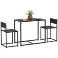 Homcom 3 Piece Industrial Dining Table Set For 2, Kitchen Table And Chairs, Dining Room Sets For Small Spaces, Black