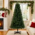6Ft Unlit Artificial Christmas Tree With 490 Tips, Pvc Full Branches, Classic Green Holiday Tree With 4 Leg Plastic Stand For Indoor Home Decoration