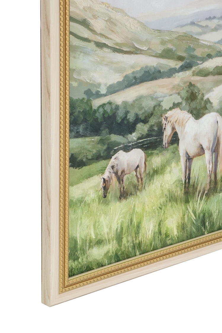 23.6X31.5" Multicolored Canvas Prints With Coordinated Horse Motifs, Set Of 2