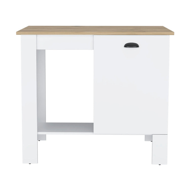 Atenea Kitchen Island, Single Door Cabinet, Shelf White Macadamia