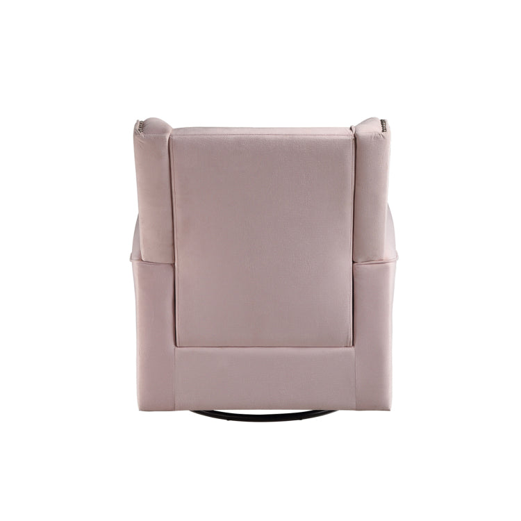 Fabric Upholstered Swivel Chair With Glider, Pink