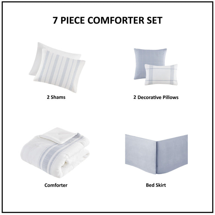 6 Piece Cotton Jacquard Oversized Comforter Set Full