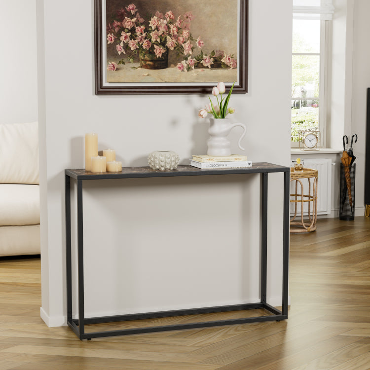 3 Piece Set Of Narrow Table, High End Edge Wrapped Entrance Hall Table, Entrance, Industrial Corridor Table, Living Room, Entrance Hall, Rural Brown Black Color
