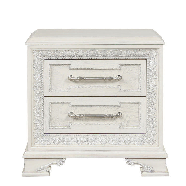 Traditional Style 1Pc Nightstand French And English Dovetail Drawers Ball Bearing Glide Usb Port Creamy White Finish Bedroom Furniture
