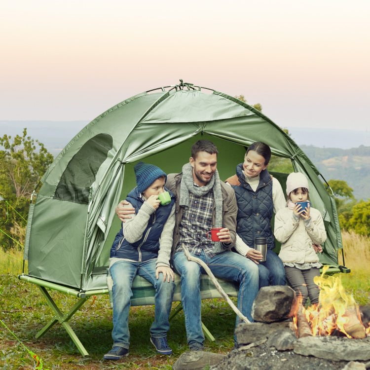 Outsunny Camping Tent Cot, Single Person Folding Cot Combo, Off Ground Tent, Covered Outdoor Bed With Carry Bag For Hiking, Camping