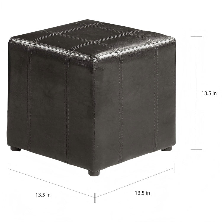 Leather Storage Bench With 2 Side Ottomans, Black