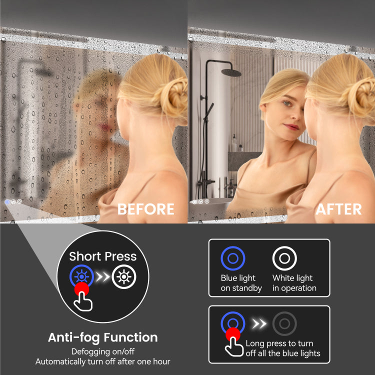 20"*28"Led Bathroom Mirror,Front Lit And Back Lit, Stepless Dimmable, 3 Colors Cri90 , Brightness Memory, Shatter Proof,Anti Fog Led Vanity Mirror, Ip44 Waterproof