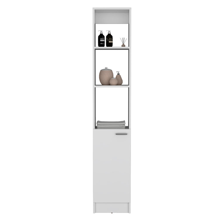 Linen Cabinet, 1 Door, 6 Shelves, White