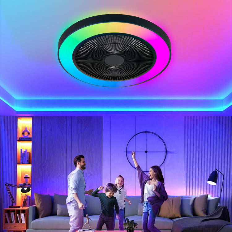 19 Inch Black Light With Led Rgb Dimmable & Color Changing, App & Remote Control, Modern Smart For Living Room, Bedroom, And Dining Room Silent 6 Speed Reversible Dc Motor