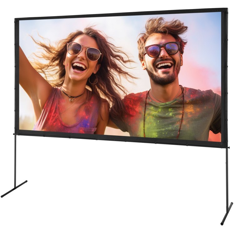 Projector Screen With Stand, 120 Inch 16:9 4K 1080 Hd Outdoor Movie Screen With Stand, Wrinkle Free Projection Screen With Bar Feet And Carry Bag, For Home Theater Cinema Backyard Movie Night