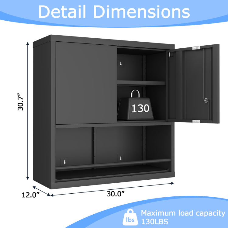 Metal Adjustable 2 Doors Metal Storage Cabinet Kitchen Pantry Cabinet With Adjustable Shelves Tall Steel Cabinet Locker For Kitchen, Living Room, Dining Room And Office