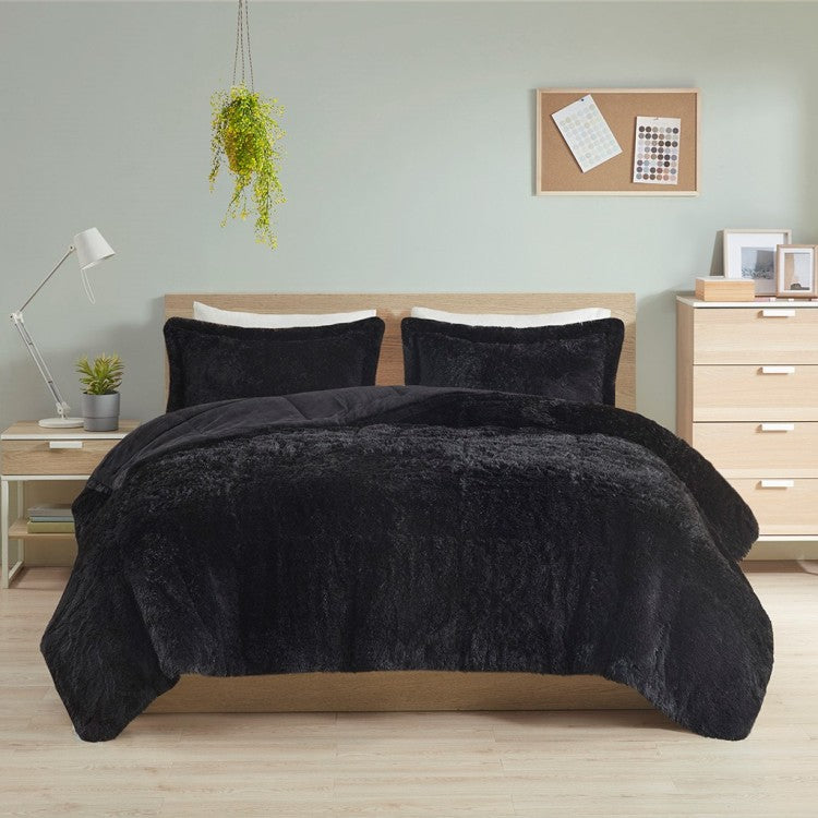 Twin Twin Xl Shaggy Long Fur Comforter Mini Set