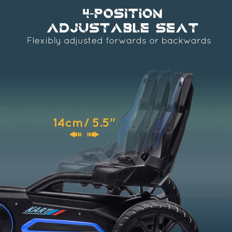 Aosom Kids Pedal Go Kart, Outdoor Ride On Toy With Adjustable Seat, Swing Axle, Handbrake, 4 Non Slip Eva Wheels For Boys And Girls Aged 3 8 Years Old, Blue