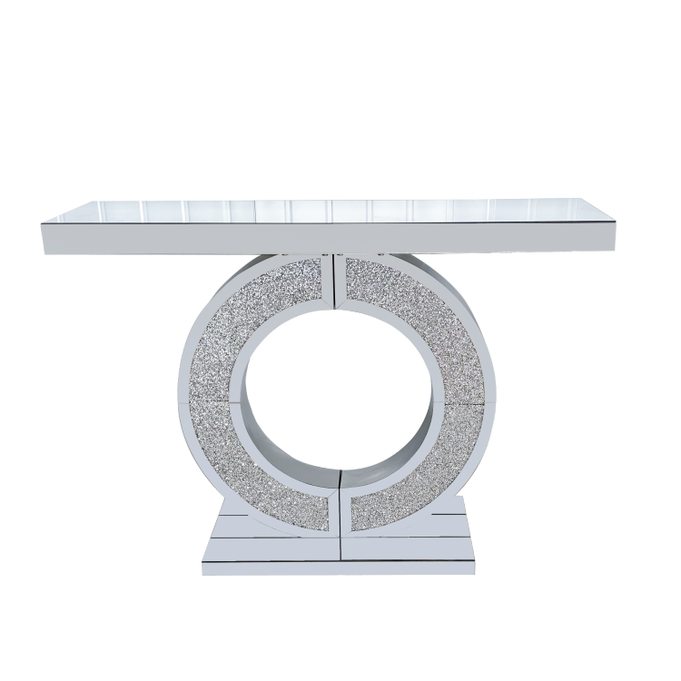 O Shaped Mirror Console Table With Crystal Hallway Entry Home D Cor, Handicrafts Mirror Table For Living Room,Mirror Glass Table For Room