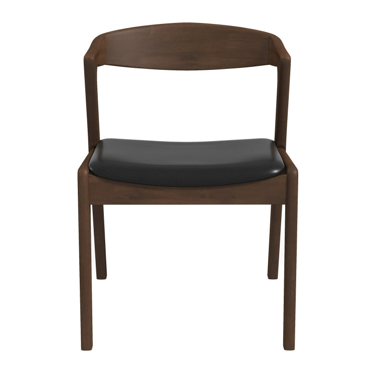 Dakota Solid Wood Black Pu Leather Dining Chair Set Of 2