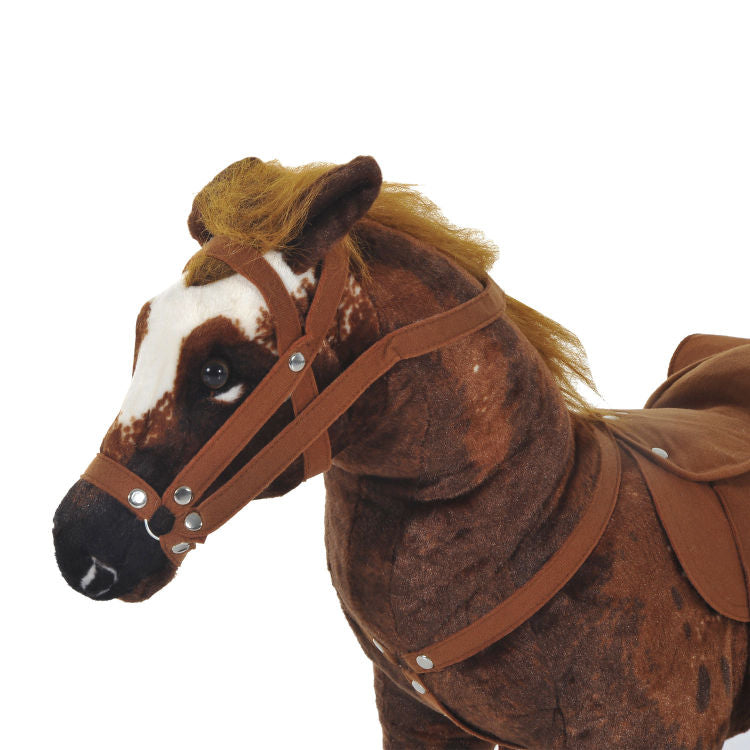 Qaba Sound Making Ride On Horse For Toddlers 3 5, With Neighing And Galloping Sound, Stuffed Animal Horse Toy For Kids With Padding, Soft Feel, Brown