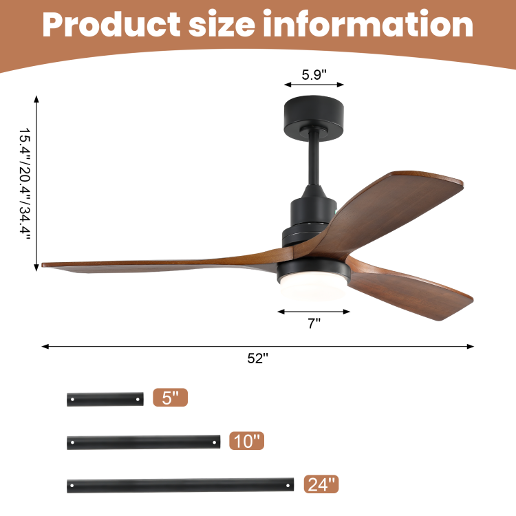 52 Inch Light With 6 Speed Remote Reversible Energy Saving Dc Motor