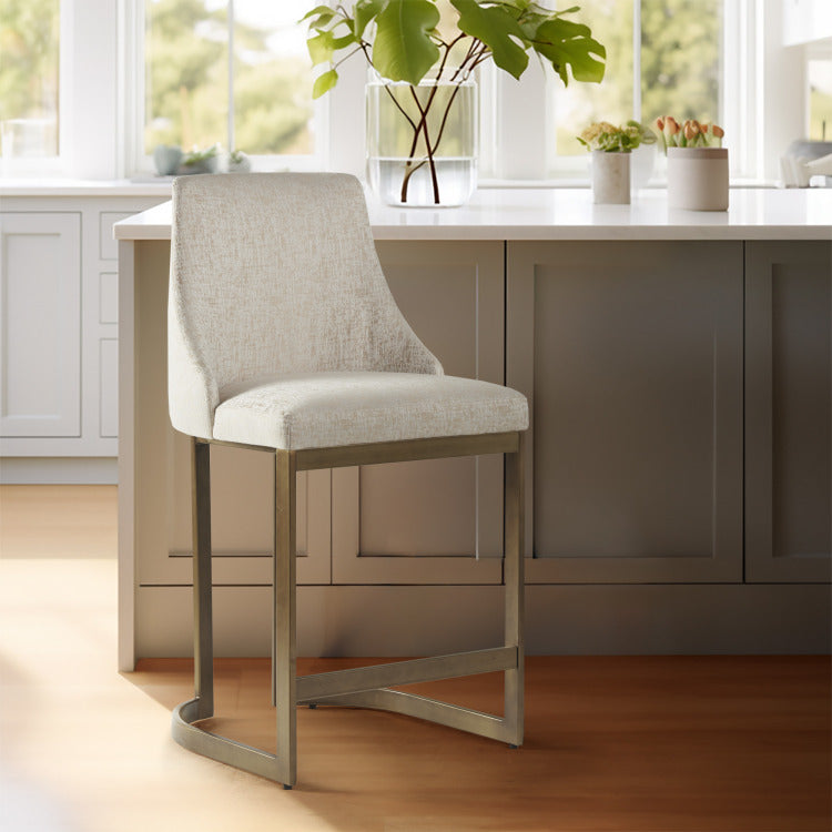 26"H Upholstered Counter Stool With Metal Base