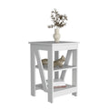 3 Tier End Table Nightstand, Side Table For Small Space, White