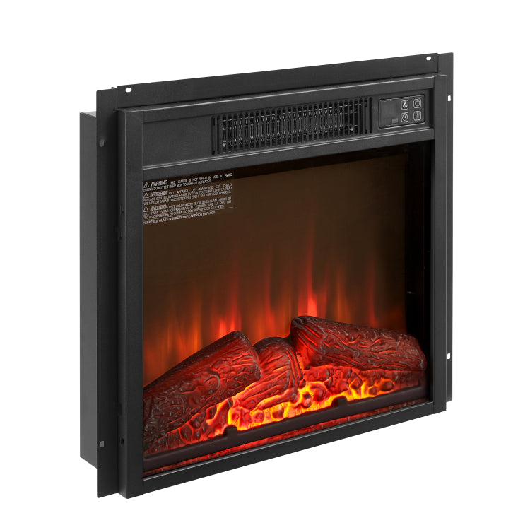 Electric Fireplace Insert 18" 1400W 120V ,Equipped With Remote Control, Ultra Thin Heater With Log Set & Realistic Flame Black