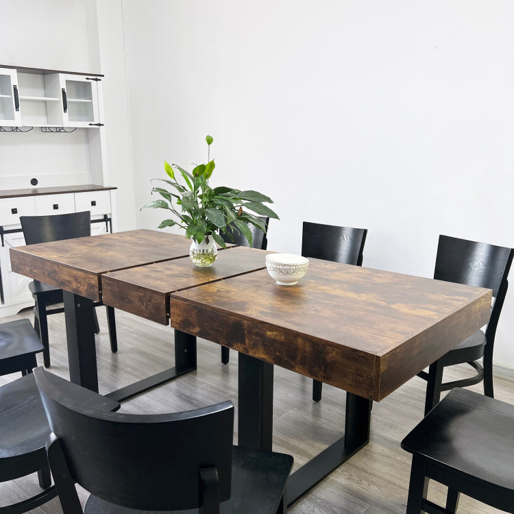 Extendable Dining Room Table For 6 8 10, Modern Farmhouse Wooden Kitchen Expanding Table, Long Large Expandable Dining Room Conference Table