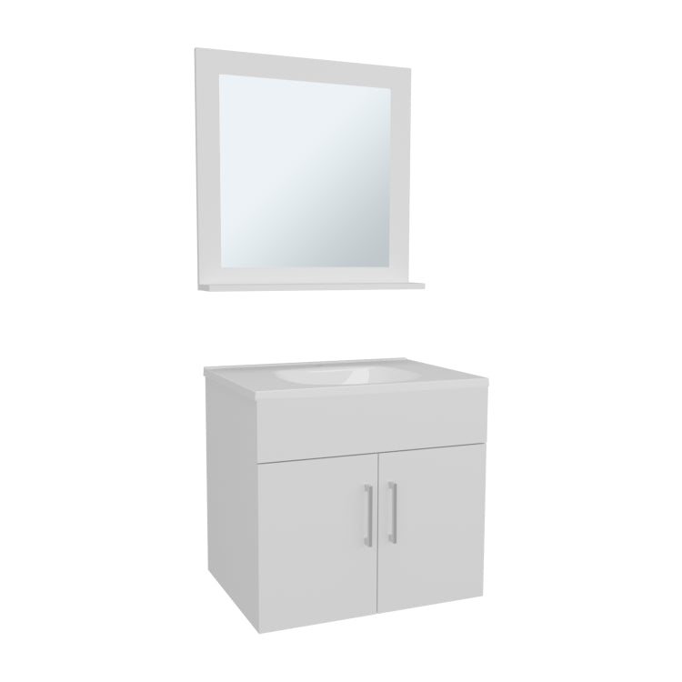 Bathroom Set, Vanity Sink Mirror, 2 Doors, 1 Shelf, 1 Mirror, White