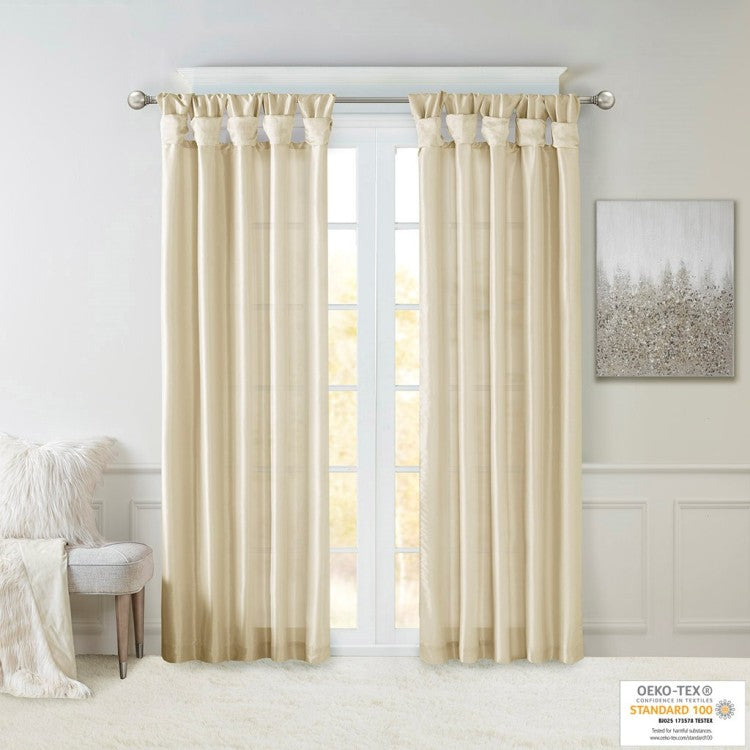 Twist Tab Lined Window Curtain Panel Champagne 50X108"