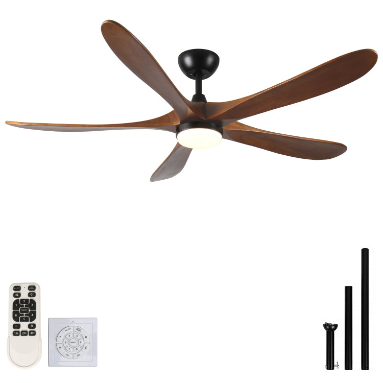 62 Inch Solid Wood With Remote Control With Light Led Modern Dc Dc Motor Indoor Outdoor 5 Blade For Patios, Bedrooms And Farmhouses