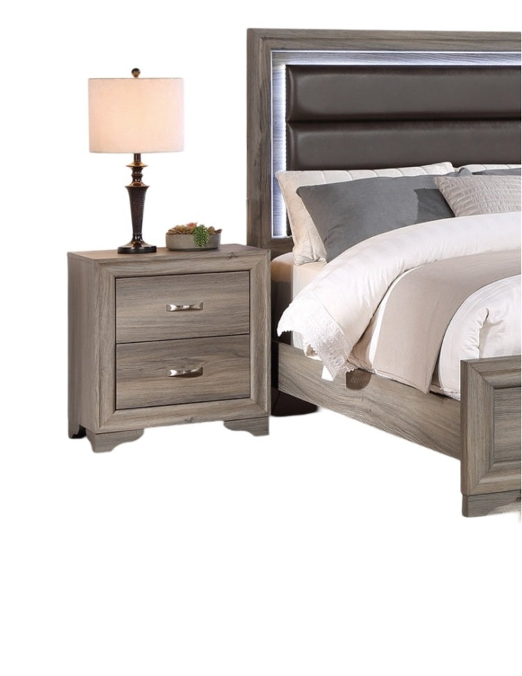 Modern 1Pc Nightstand Wooden Bedside Table 2 Drawers Bedroom Furniture
