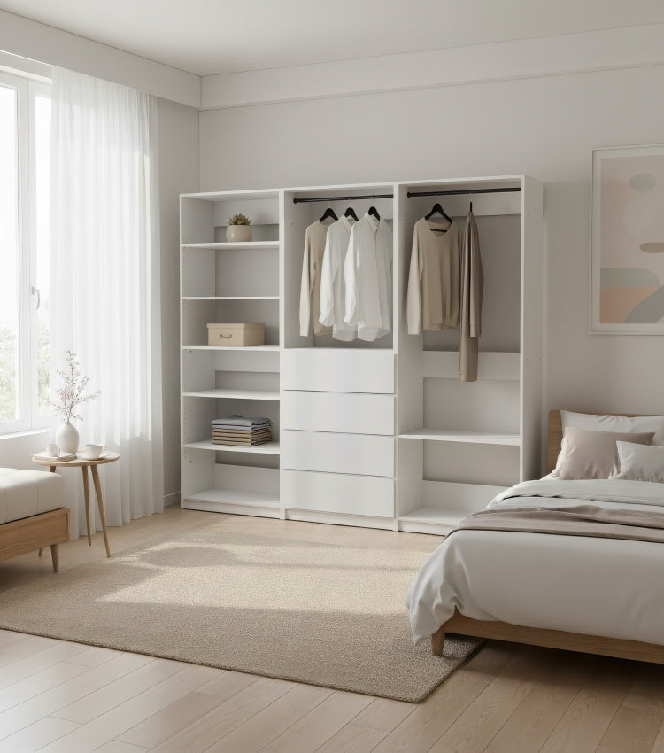 Prosper White Freestanding Walk In Wood Closet System