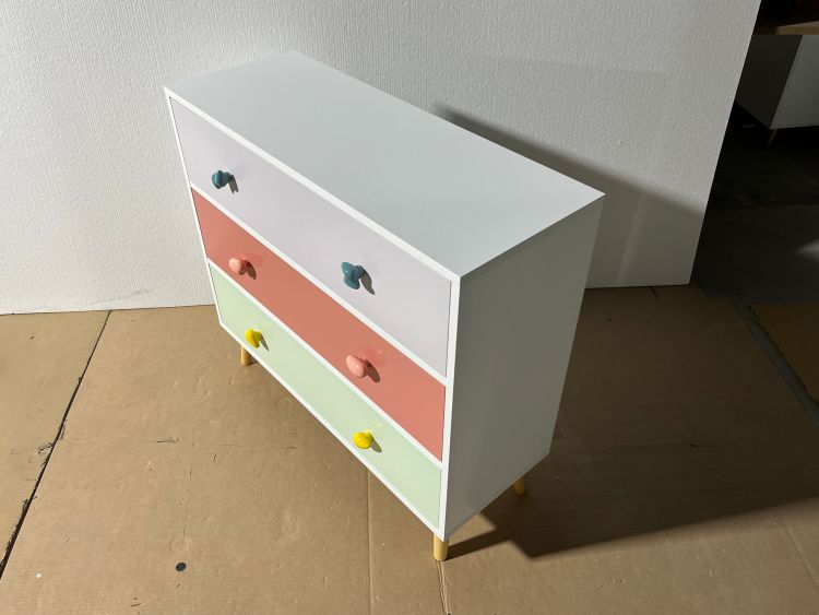 Kids 3 Drawer Dresser, Baby Nightstand For Bedroom, Storage Cabinet For Toddler Child For Living Room, Toddler Room, Nursery, Closet, Apartment Colorful