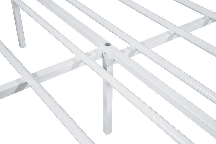Contemporary Style Full Size Metal Bed Mattress Ready With Full Metal Structure White Finish