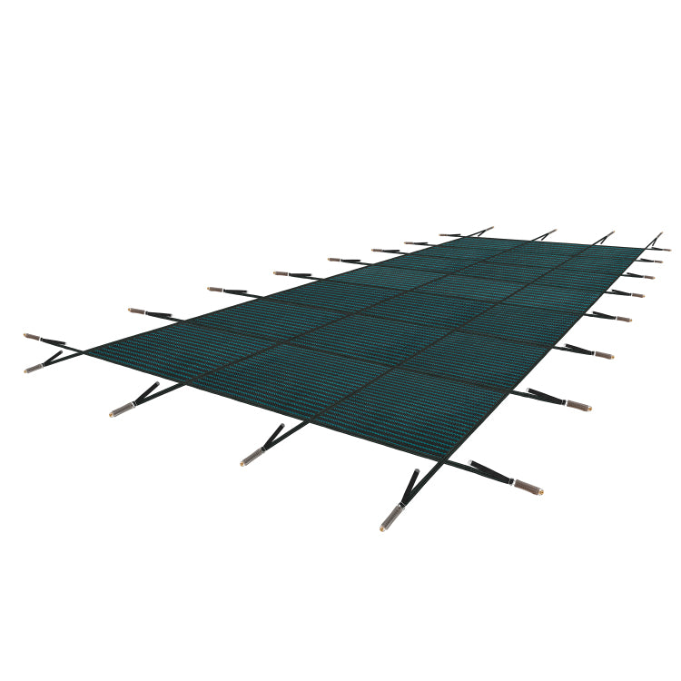 Swimming Pool Safety Cover, Fits 16X32Ft Rectangular Underground And Inground Swimming Pools, Triple Stitched High Strength Mesh Pp Abrasion Resistant Installation Hardware Included,Green Mesh