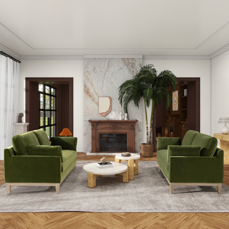 Pasadena 75.5" Modern Farmhouse Sofa, Olive Green Performance Velvet