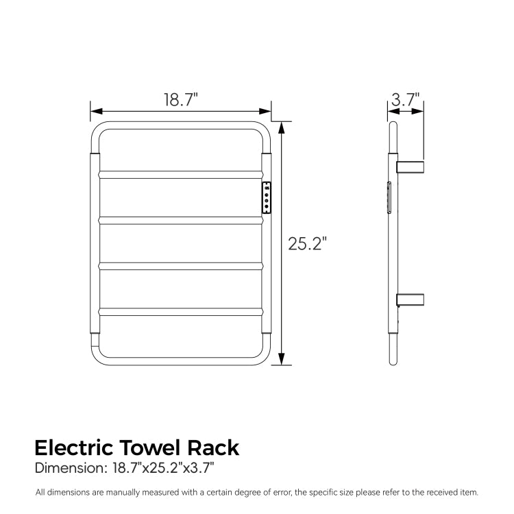 18.7" Heated Towel Rack For Bathroom,Wall Mounted With Intelligent Touch Screen Timer, 6 Bar Towel Warmer, 304 Stainless Steel Polished, Plug In Hard Wired