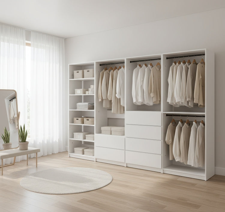 Prosper White Freestanding Walk In Wood Closet System