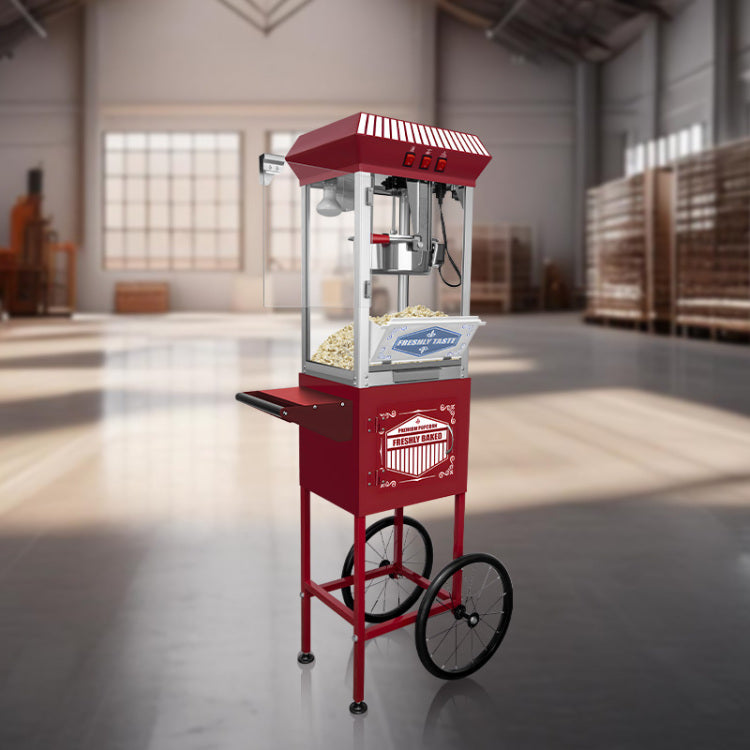 Xh P831 P Movie Theater Style Popcorn Machine Maker With Cart And 12 Ounce Kettle Red, Vintage Style Popper On Wheels
