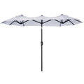 Outsunny Double Sided Patio Umbrella 9.5' Large Outdoor Market Umbrella With Push Button Tilt And Crank, 3 Air Vents And 12 Ribs, For Garden, Deck, Pool, White