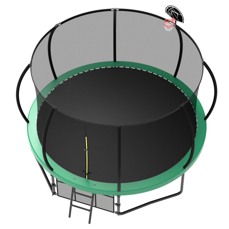 12Ft Recreational Kids Trampoline With Safety Enclosure Net & Ladder, Outdoor Recreational Trampolines