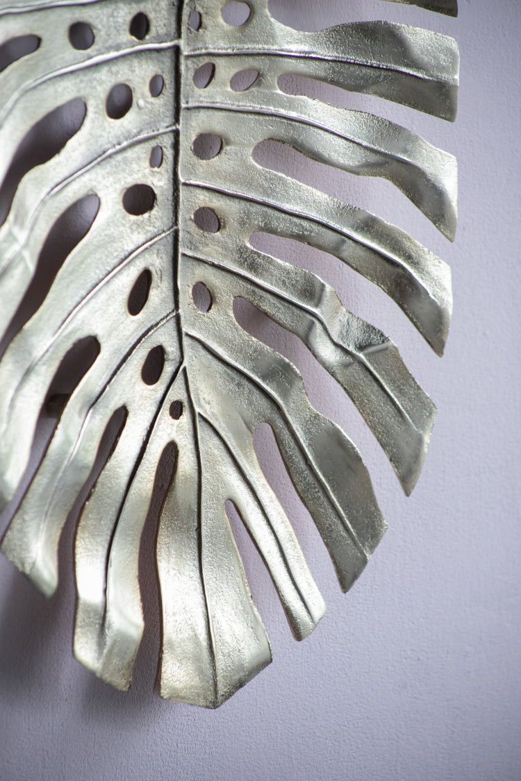 24.8X17.3X2" Gold Monstera Leaf Wall D Cor