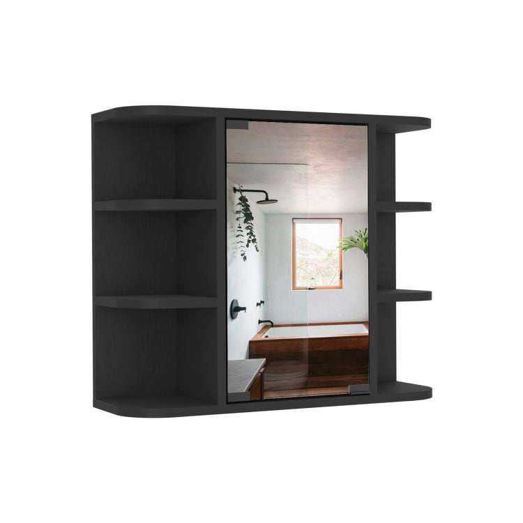 Medicine Cabinet 19" H, Six External Shelves, Three Interior Shelves, Black