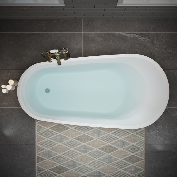 60" Acrylic Freestanding Bathtub, Stylish Deep Soaking Bathtub With Pop Up Drain & Integrated Overflow, Contemporary Stand Alone Bath Tub For Bathroom Spa Or Home Upgrade, Glossy White Gf 26A04 60