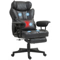 Homcom Massage Executive Office Chair With 6 Vibration Points, 400Lbs Heated Big And Tall Office Chair With Foot Rest And Lumbar Support, Microfiber Reclining Computer Desk Chair, Black