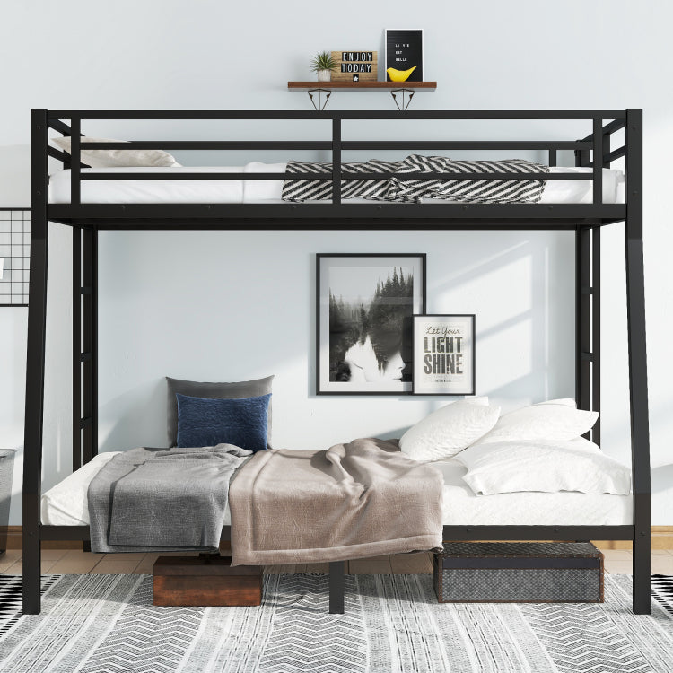 Metal Full Xl Over Queen Bunk Bed For Teens And Adults,Space Saving Noise Reduced No Box Spring Needed