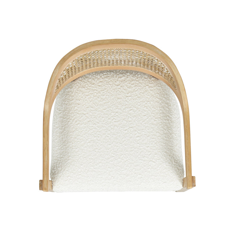 Americana Mid Century Modern 26" Cane Back Counter Stool, Ivory White Boucle