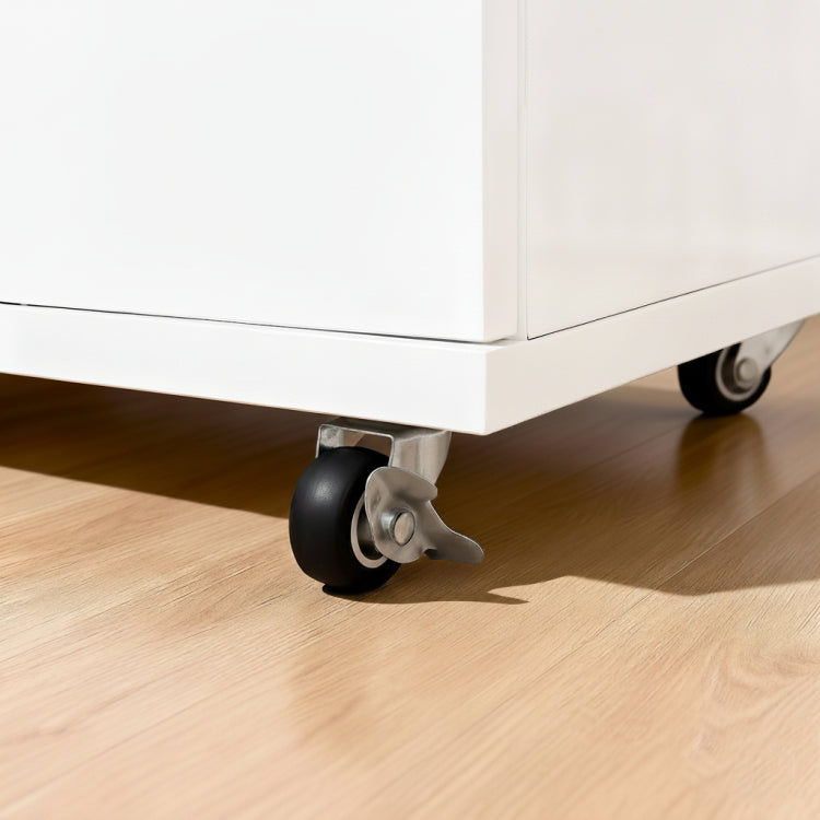 White 5 Drawer Dresser With Wheels Modern Storage Cabinet